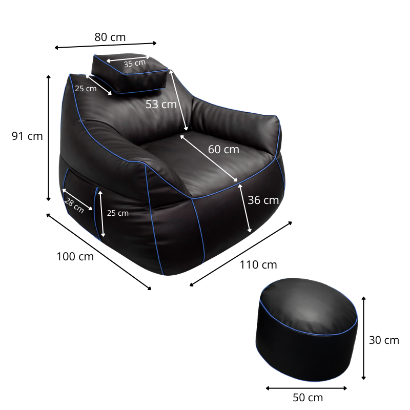 Pouf gaming et repose-pieds en similicuir