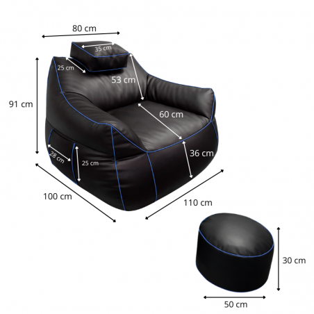 Pouf gaming et repose-pieds en similicuir