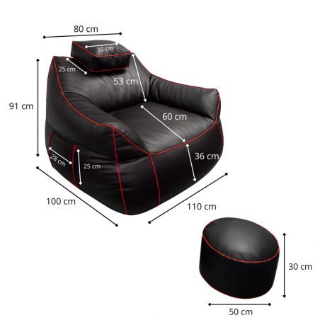 Pouf gaming et repose-pieds en similicuir