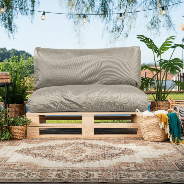 Canapé palette avec coussins palette