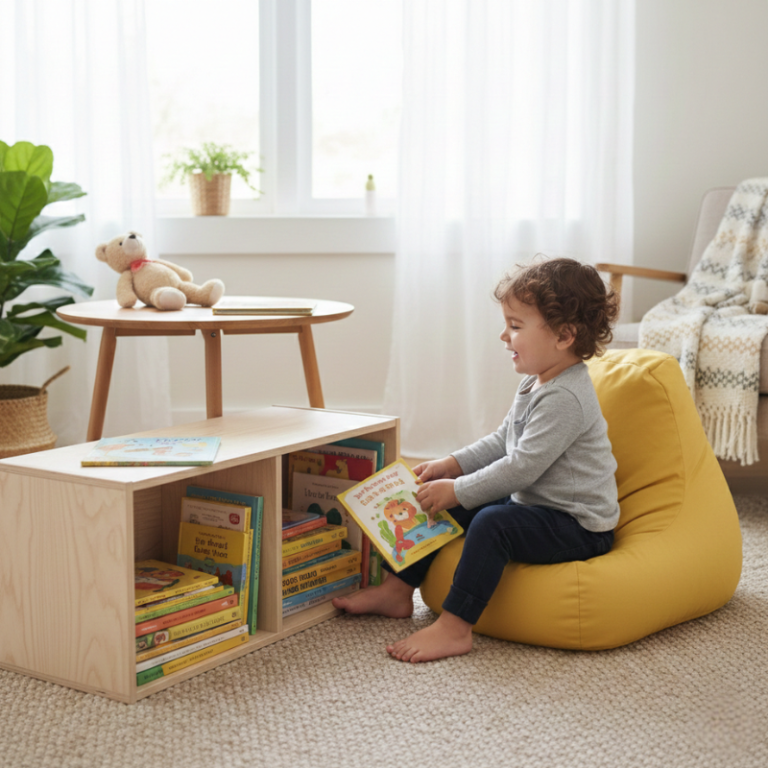Enfant dans son coin lecture