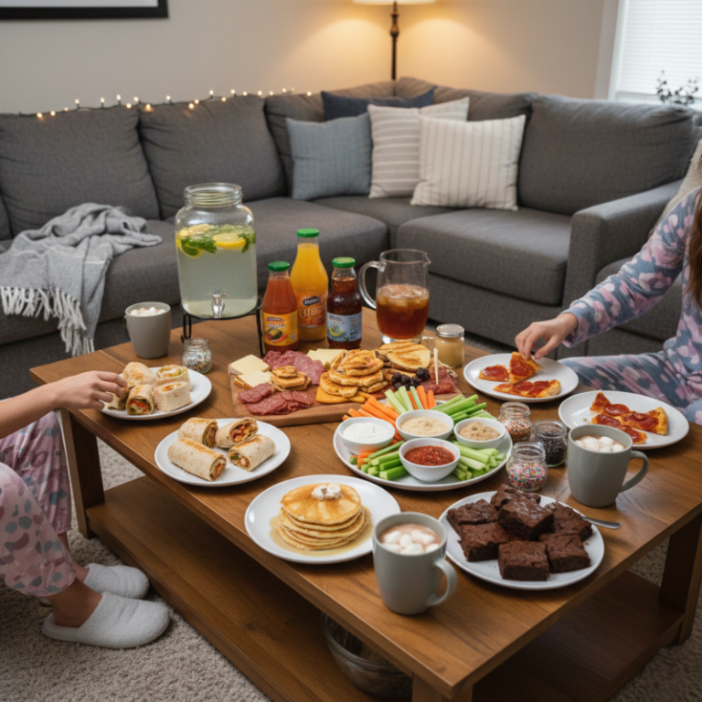 Repas d'une soirée pyjama