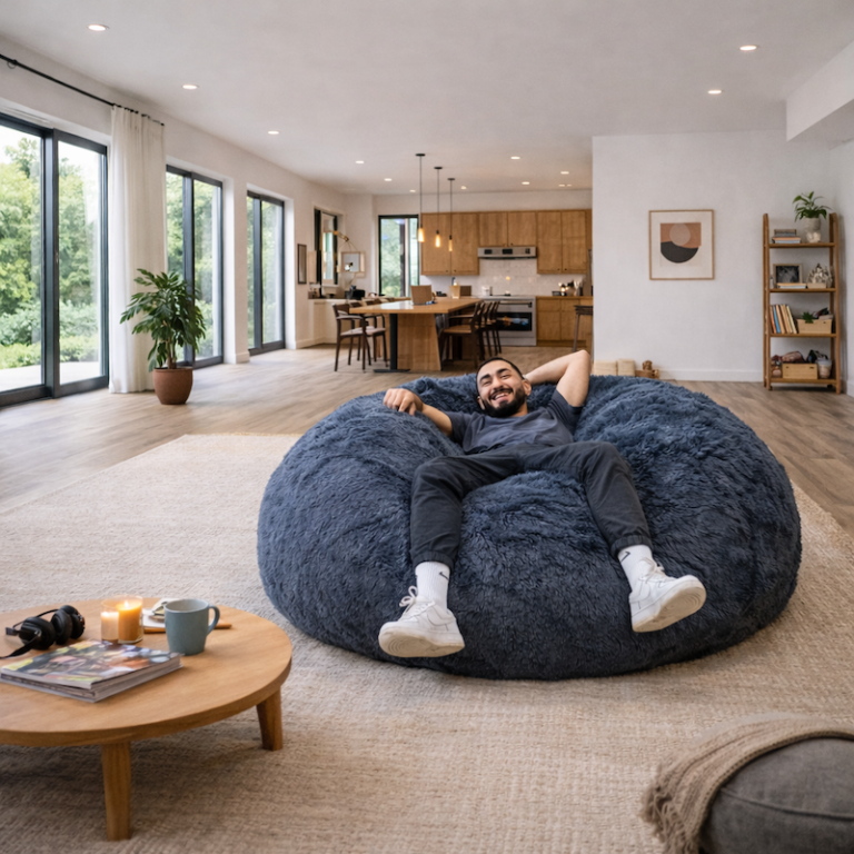 Pouf géant en fausse fourrure