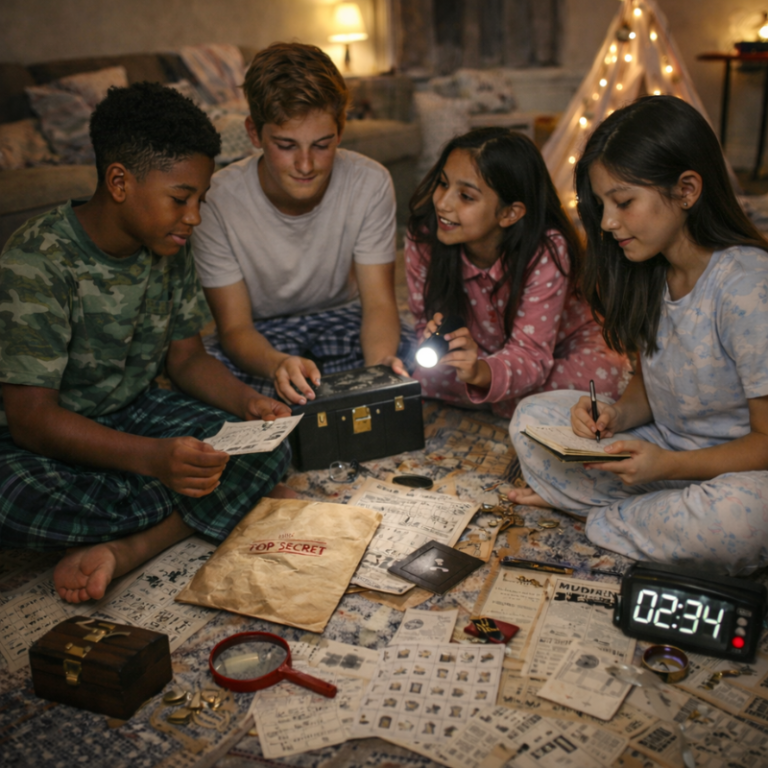 Escape game lors d'une soirée pyjama entre ados