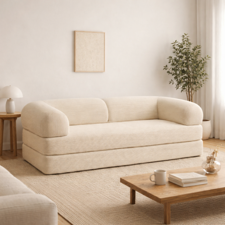 canapé lit dans un intérieur minimaliste