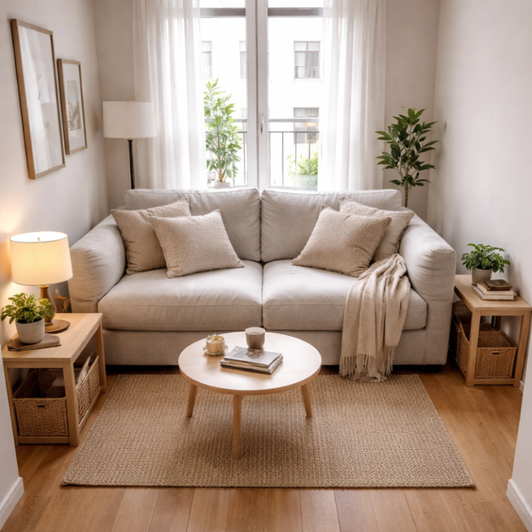 Canapé dans un salon compact